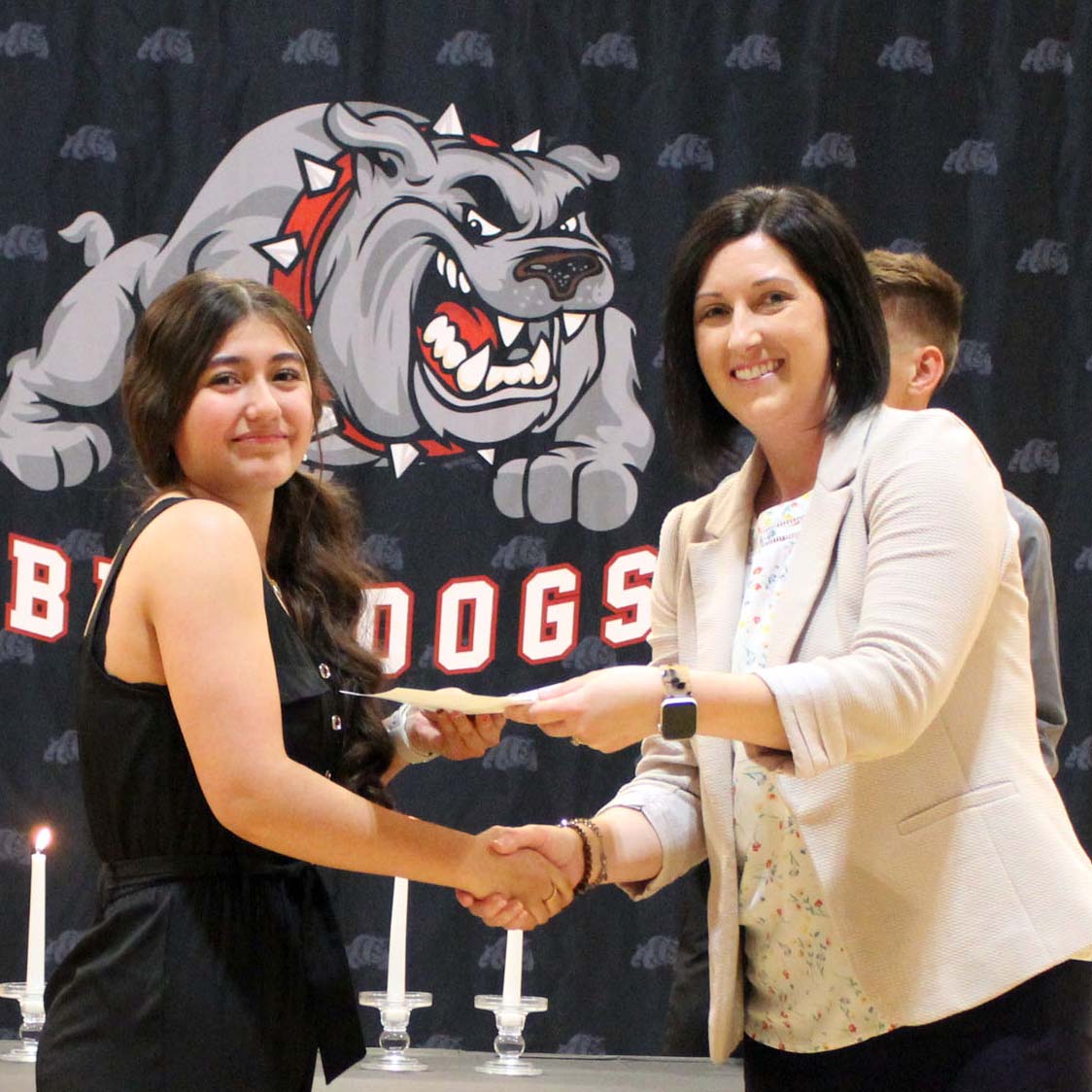 Golden Plains High School National Honor Society inductee Estella Vargas receiving recognition