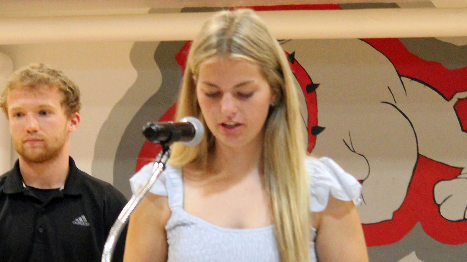 A Golden Plains High School senior speaking during National Honor Society recognition