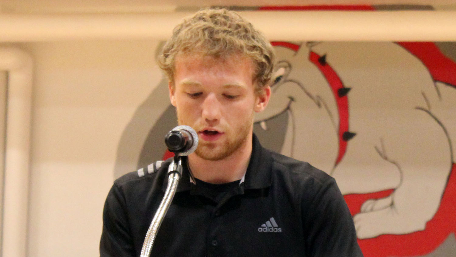 A Golden Plains High School senior speaking during National Honor Society recognition