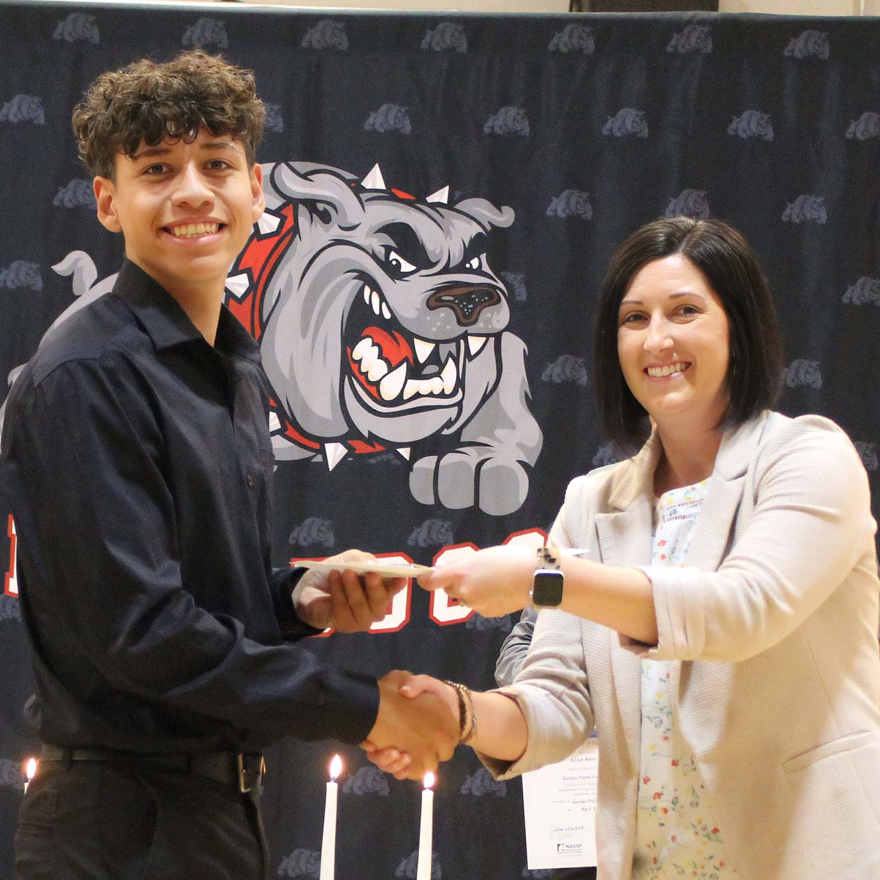 A Golden Plains High School National Honor Society inductee receiving a certificate