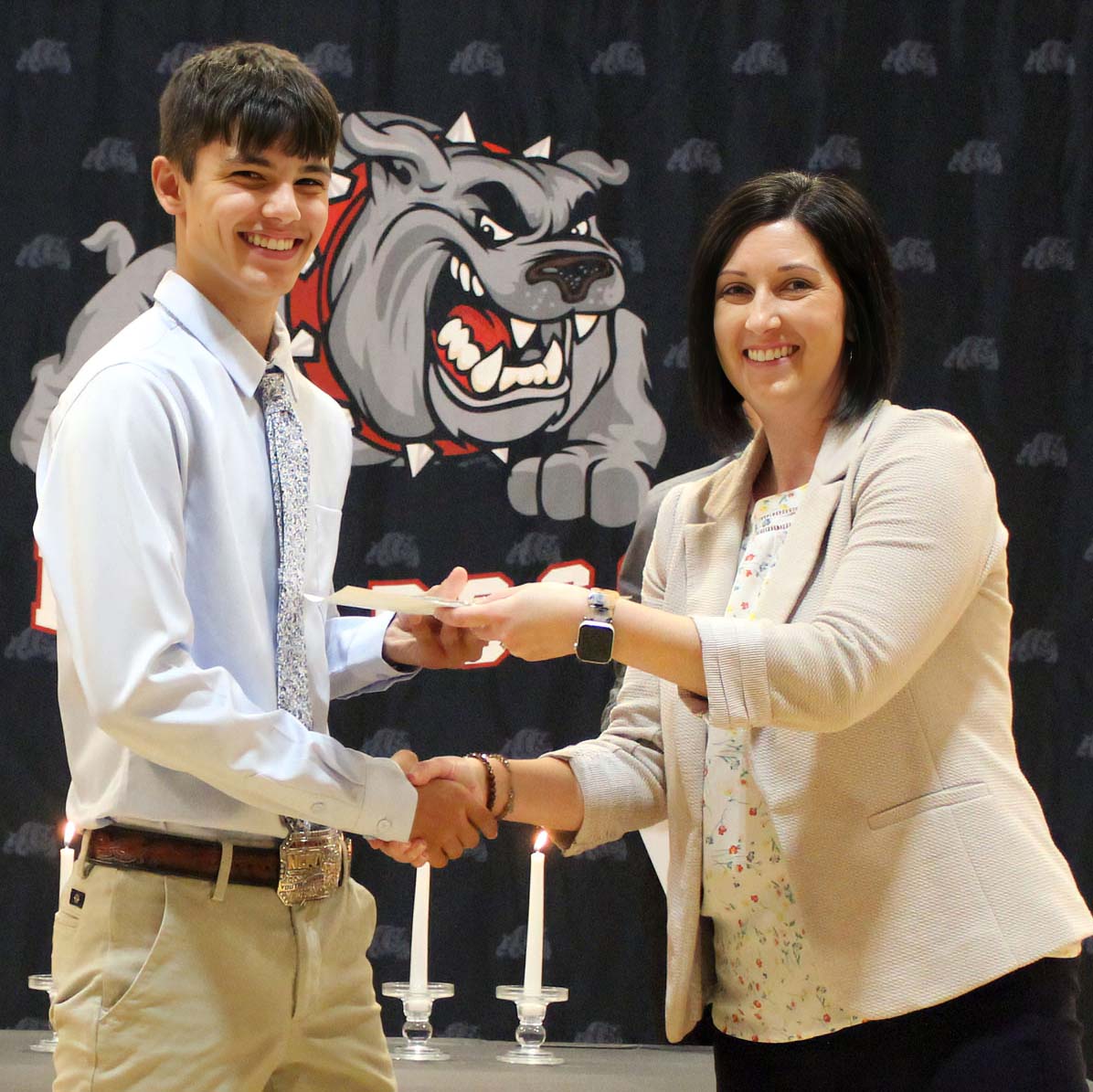 A Golden Plains High School National Honor Society inductee receiving a certificate
