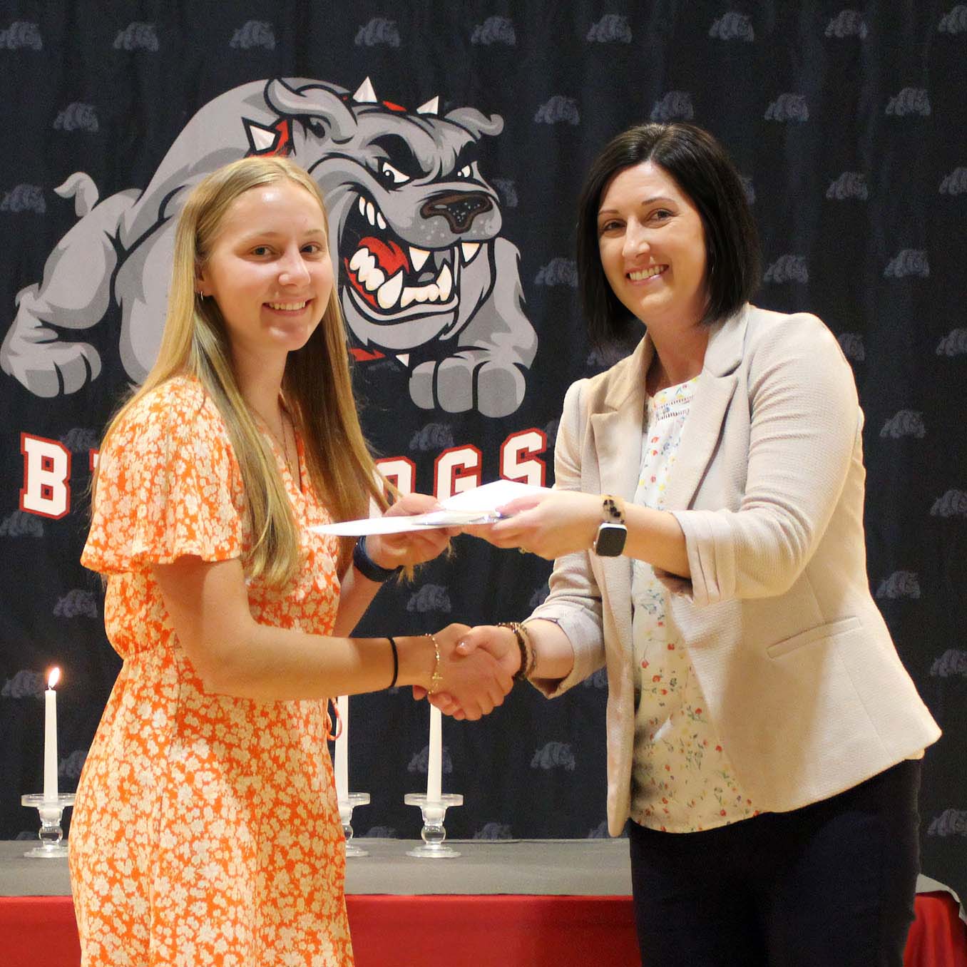 A Golden Plains High School National Honor Society inductee receiving a certificate