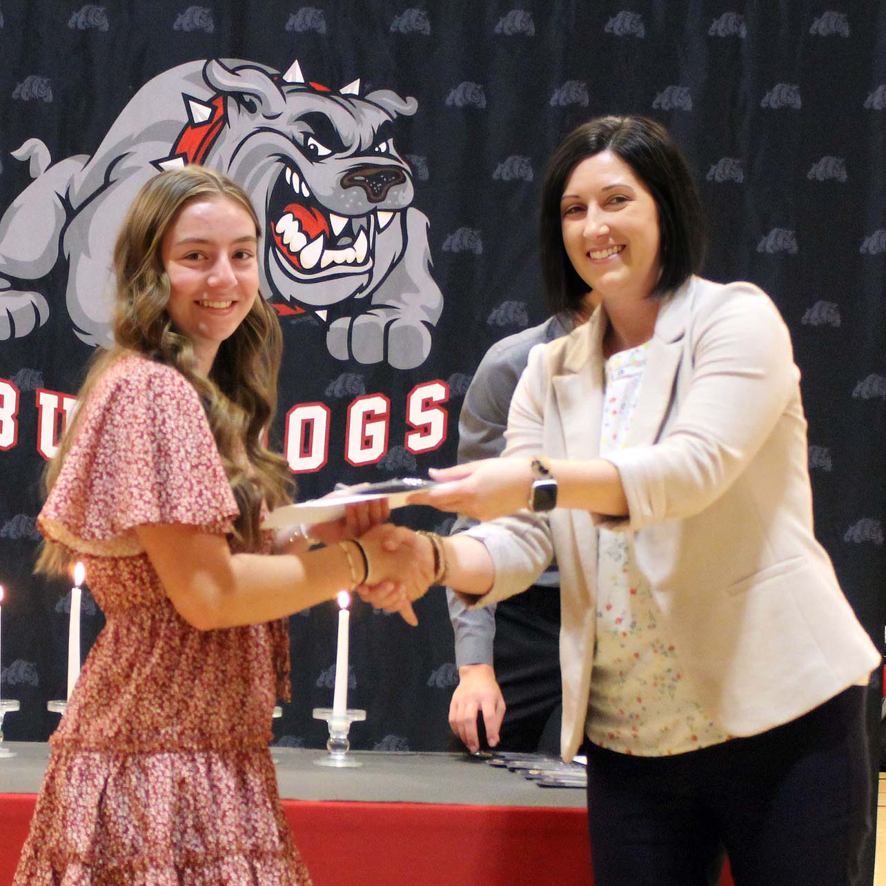 A Golden Plains High School National Honor Society inductee receiving a certificate