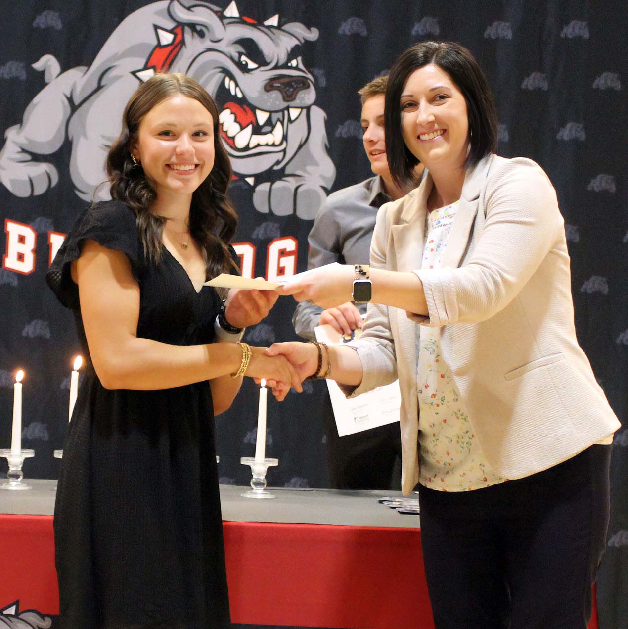 A Golden Plains High School National Honor Society inductee receiving a certificate