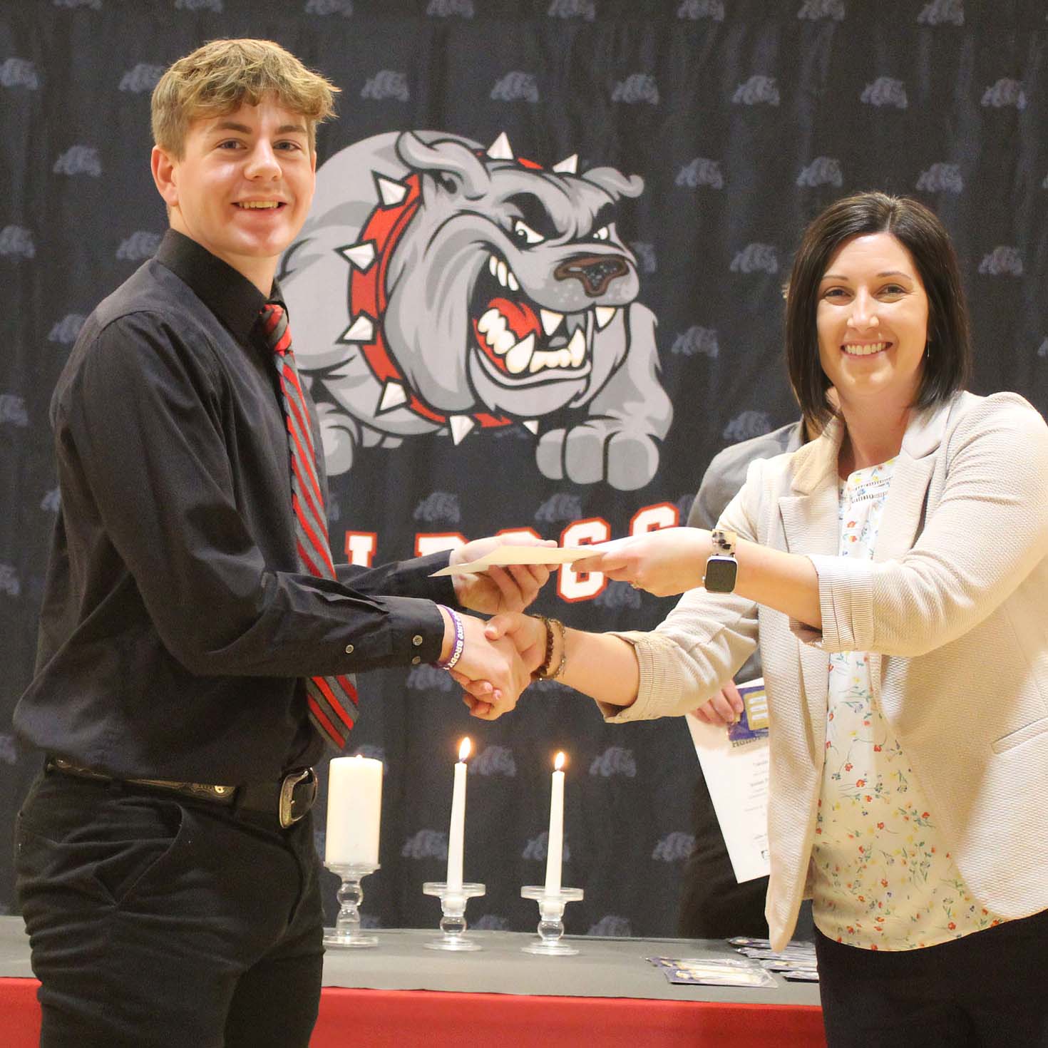 A Golden Plains High School National Honor Society inductee receiving a certificate