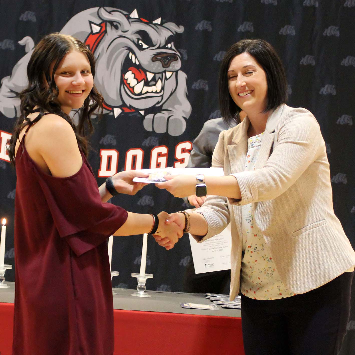 A Golden Plains High School National Honor Society inductee receiving a certificate