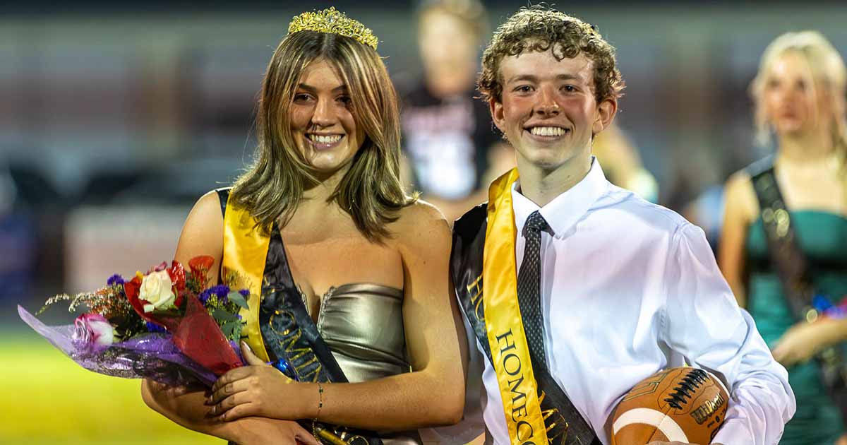 Homecoming king Kieren Youngman and queen Joslyn Bartlett