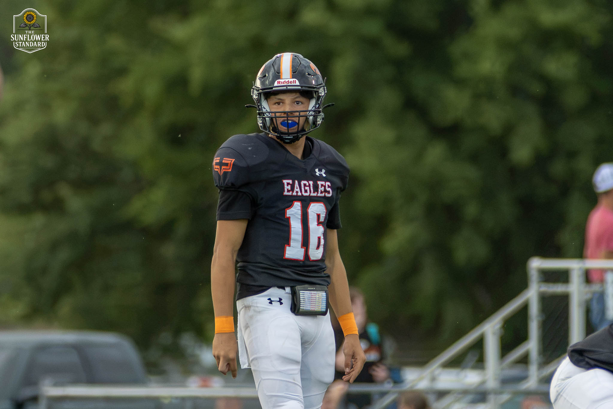 Colby Eagles football player in action